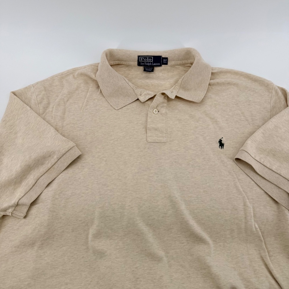 Polo Ralph Lauren Short Sleeve Polo Shirt Heathered Tan XLT Tall Cotton Pony